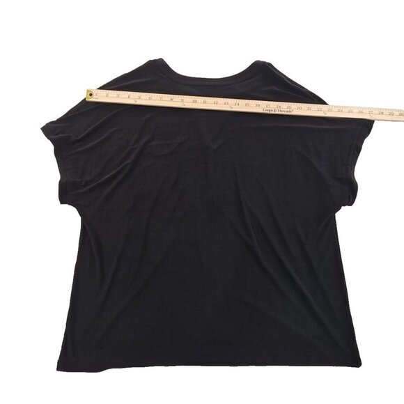 NEW Ann Klein Blouse Women's 2X Black V Neck Short Sleeve NWT Rivets Oversized - Picture 10 of 16